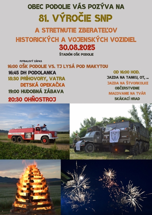81. VÝROČIE SNP A STRETNUTIE ZBERATEĽOV HISTORICKÝCH A VOJENSKÝCH VOZIDIEL – fotografia 1