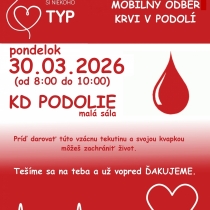 MOBILNÝ ODBER KRVI V PODOLÍ - 30.03.2026